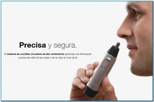 Precisa y segura. El sistema de cuchillas circulares de alto rendimiento garantiza una eliminación precisa del vello de las orejas y de la nariz sin tirar de él.